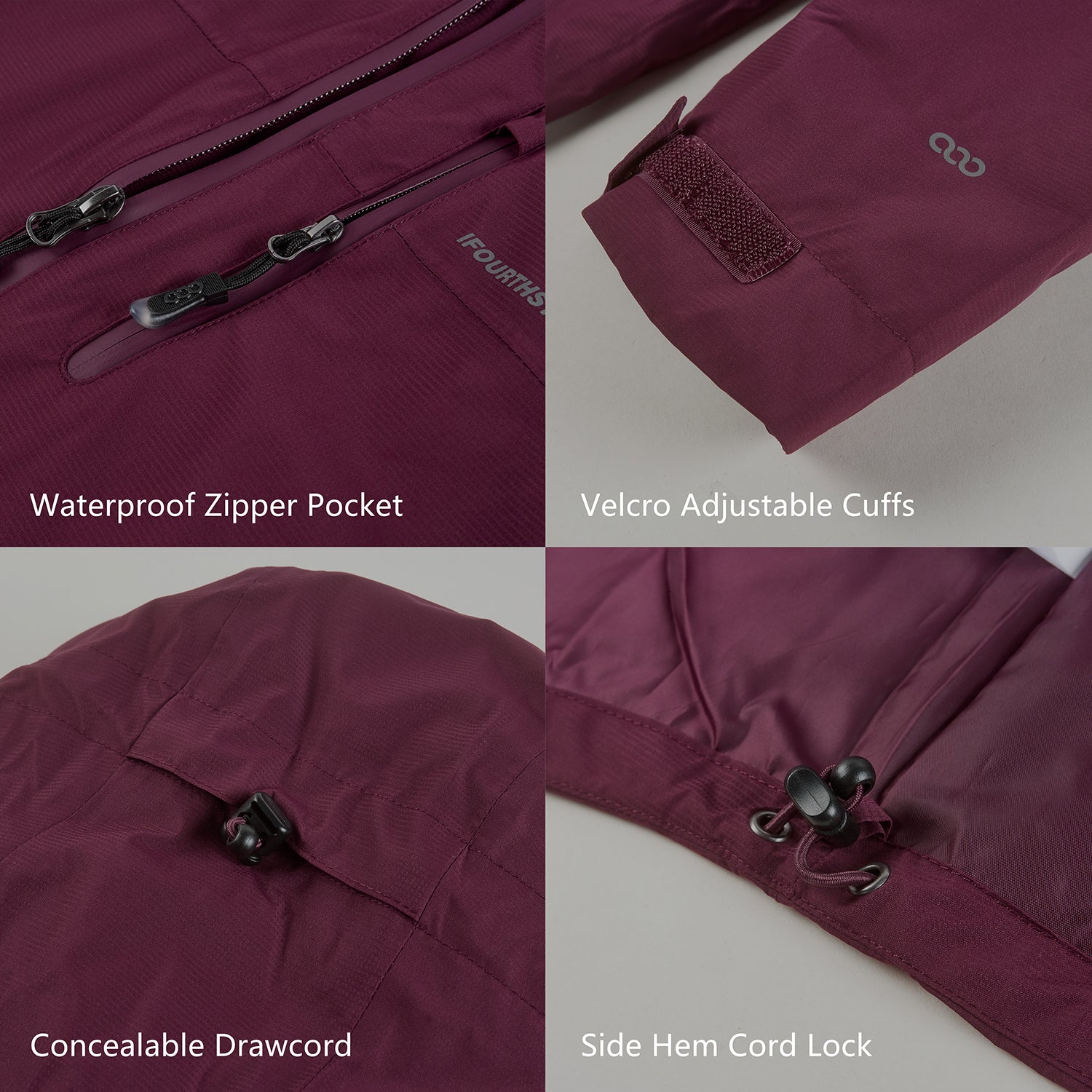 Dog Waterproof Winter Jacket & Packable Rain Jacket Human Matching Set (Wine)