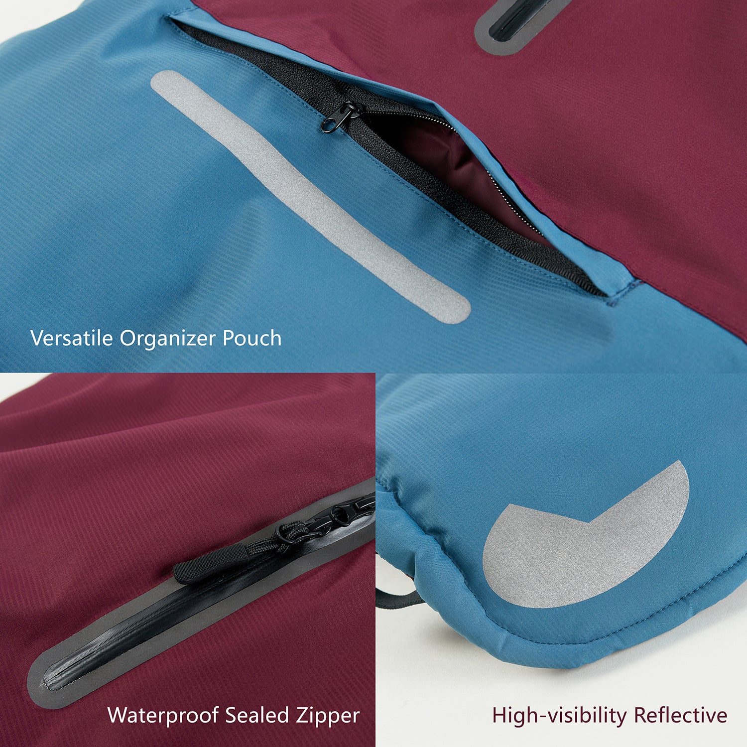 Dog Waterproof Winter Jacket & Packable Rain Jacket Human Matching Set (Blue)